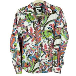 Lauren Ralph Lauren Vibrant Multi-Color Paisley Non-Iron Button Down – Size M